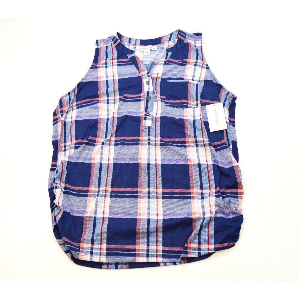 NWT New York Laundry - Blue & Gray Plaid - 1X